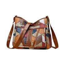 Mochila Patchwork Para Mães Com Alça Ajustável Estilo Neutro Bolsa De Ombro Única