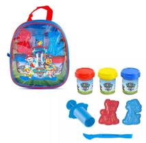Mochila Patrulha Canina Com 3 Potes De Massinha 3 Acessorios