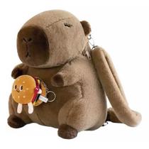 Mochila Pelúcia Capivara com Chaveiro Hamburguer 35cm DRM1034 - Dorémi