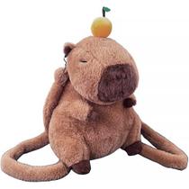 Mochila Pelúcia Capivara com Laranja Fruta na Cabeça 35cm DRM1032 - Dorémi