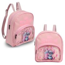 Mochila Pequena Infantil Stitch Alça Costas Resistente