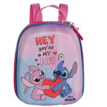 Mochila Pequena Maxtoy Stitch e Angel Rosa e Azul Mochila Pequena Maxtoy Stitch e Angel Rosa e Azul