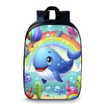 Mochila pequena pré escolar creche infantil anime baleia azul fofo