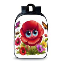 Mochila pequena pré escolar creche infantil anime flor vermelha