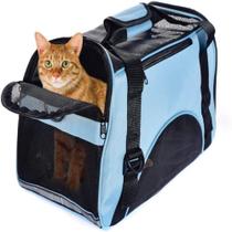 Mochila pet azul dobravel bolsa transporte canguru para cachorros e gatos viagem