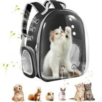 Mochila Pet De Transporte Visão 360 Panoramica Gato Cão Preto