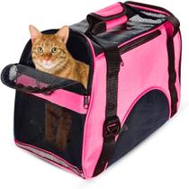 Mochila pet rosa dobravel bolsa transporte canguru para caes e gatos viagem