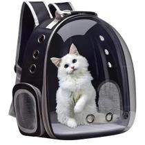 Mochila Pet Transporte De Cães Gatos Visão Panorâmica Preto