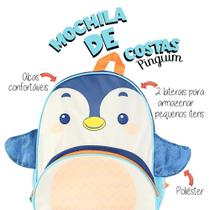 Mochila Pinguim Alças para as Costas Infantil Escolar Passeios Parques Clubes Aulas Extras Viagens Pediatra Casa da Vovó