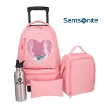 Mochila Pink Heart Coração Escolar Rodinhas Lancheira Estojo - Samsonite