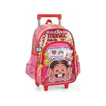 Mochila Pink Mônica Maxlog - Poliéster, Resistente, Bolsos, Carrinho