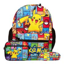 Mochila Pokemon Infantil Menino Juvenil Costas Reforçada