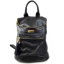 Mochila preta em couro natural maria adna Mochila preta em couro natural maria adna