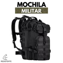 Mochila Preta Estilo Militar Robusta, com Compartimentos e Alça Ajustável