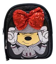 Mochila Preta Laço Minnie 26x30x10cm - Disney