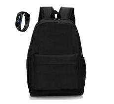Mochila preta lisa, basica, leve, para notebook e ou materiais