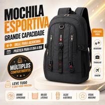 Mochila Preta Unissex Grande Reforçada Escola Viagem