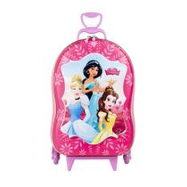 Mochila Princesas Disney Cinderela Bela Jasmine 3D Mala Rodinha Tripla