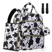 Mochila Pritent, bolsa de fraldas, grande capacidade, estampa de vaca de viagem Mochila Pritent, bolsa de fraldas, grande capacidade, estampa de vaca de viagem