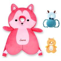Mochila protetora de cabeça de bebê Loisdaro Adjustable Pink Fox