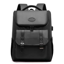 Mochila PU Laptop para homens preta de grande capacidade de 16 polegadas