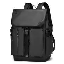 Mochila PU para laptop impermeável para homens preta de 16 polegadas