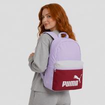 Mochila Puma Phase Color Block Lilás e Vermelha Mochila Puma Phase Color Block Lilás e Vermelha