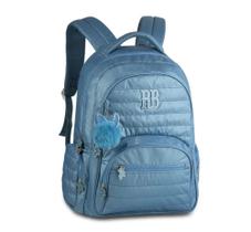 Mochila RB designer tecido acetinado azul