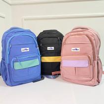 Mochila reforçada escolar bolso frontal colorido com 4 Compartimentos - Filó modas
