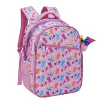 Mochila Reforçada Escolar Feminina Bolso Notebook Rosa Geométrico Rosa Geométrico