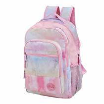 Mochila Reforçada Escolar P/ Notebook 5 Bolsos Roxo Rosa Estrelas