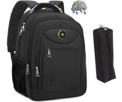 Mochila Reforçada Impermeável Preta Masculino/Feminino + Estojo - Bezzter