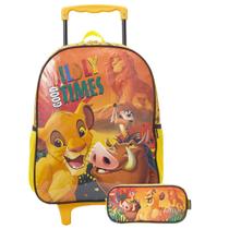 Mochila Rei Leão Infantil Com Estojo Escolar Disney