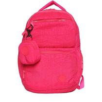 Mochila Rio de Ouro Creased BPT30193 Nylon Amassado Rosa com Pompom Mochila Rio de Ouro Creased BPT30193 Nylon Amassado Rosa com Pompom