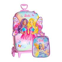 Mochila Roda Tripla Barbie Borboleta 3D Lancheira Escolar Mochila Roda Tripla Barbie Borboleta 3D Lancheira Escolar