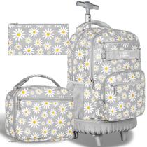 Mochila Rodante AGSDON 21" com Rodinhas para Escola Estampa Margarida