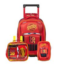 Mochila Rodas McQueen Carros Lancheira Térmica Estojo Box 3D