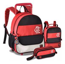 Mochila Rodinha Baby Flamengo Lancheira Estojo Creche