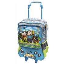 Mochila Rodinha Brick Players Infantil Escolar Menino Tam G Azul