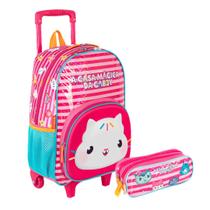 Mochila rodinha e estojo gabby x friendship