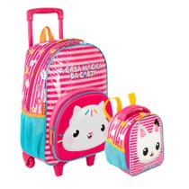 Mochila rodinha e lancheira gabby x friendship