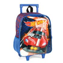 Mochila Rodinha Escolar Infantil Masculina Hotwheels Azul