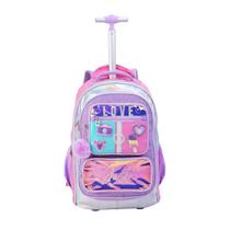 Mochila Rodinha Escolar Teen Patches Moderna com Pompom Mochila Rodinha Escolar Teen Patches Moderna com Pompom