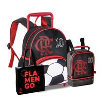 Mochila Rodinha Flamengo com Lancheira Térmica Infantil Creche Escolar com Ecobag Original