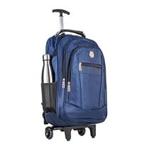 Mochila Rodinha Impermeável Masculina Escolar Reforçada USB Azul