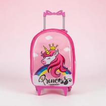 Mochila Rodinha Infantil Escolar Feminina Reforçada Menina Cristal Grande Juvenil Unicórnio Princesa