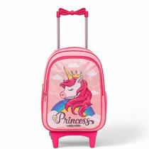 Mochila Rodinha Infantil Escolar Feminina Reforçada Menina Cristal Grande Juvenil Unicórnio Princesa