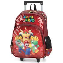 Mochila Rodinha Infantil Escolar Menino Super Mario Bros Luxcel Azul