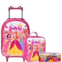 Mochila Rodinha Infantil Menina Escolar + Lancheira Térmica +estojo Box - Pikuka