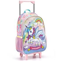 Mochila Rodinha Infantil Menina Unicornio Colorido Fofa - Seanite